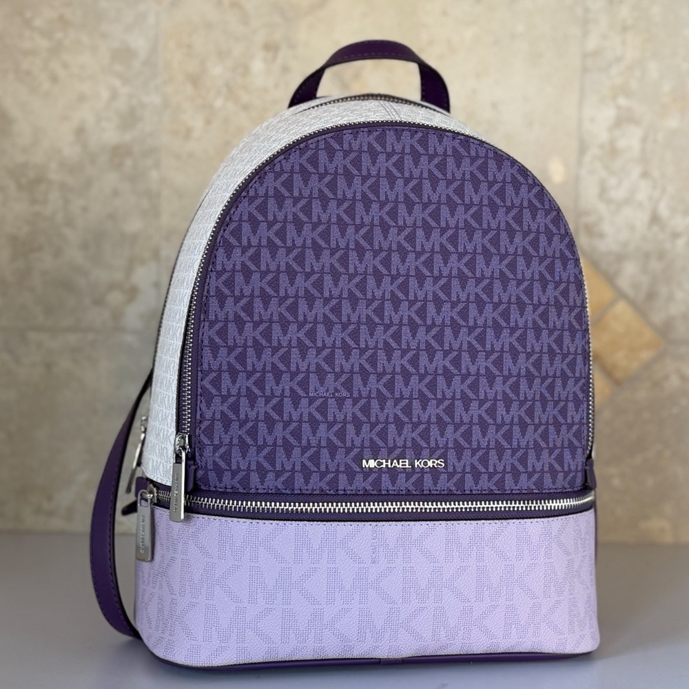 Michael Kors Rhea Medium Backpack Purple Multi - Picture 3 of 12